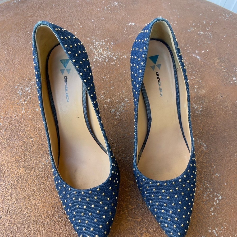 Dani black denim studded heels - Picture 2 of 5